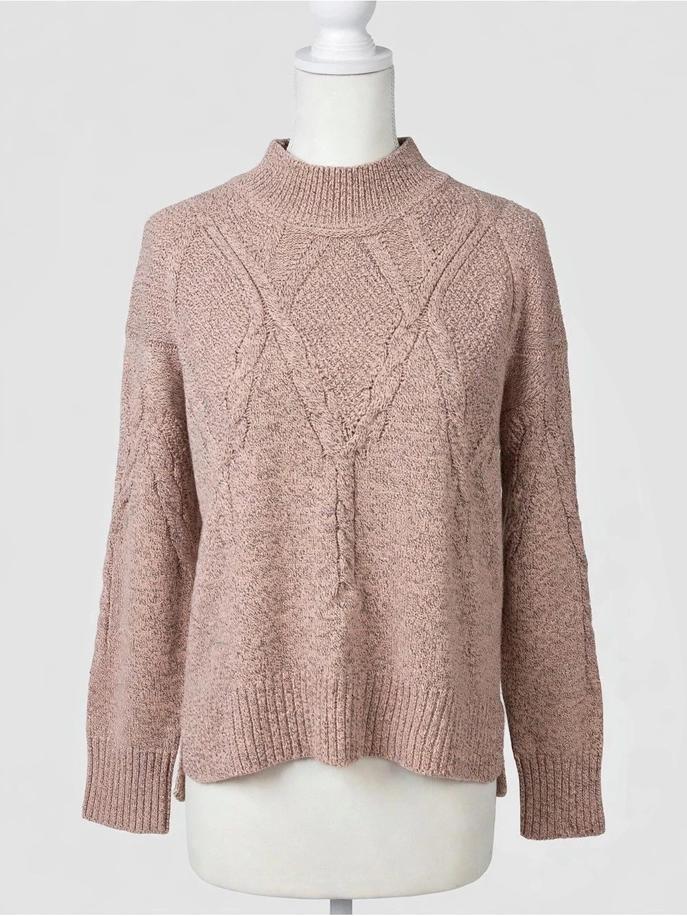 Knit Mock Neck Sweater Pink